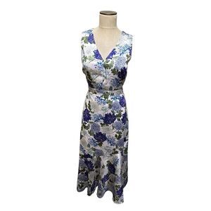 New Sam Edelman Womens Silky Floral Print Midi Dress Purple Mist Size Large
